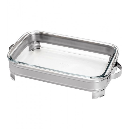 Suporte 34x21cm Veneza Aço Inox Sem Tampa Com Refratário de Vidro